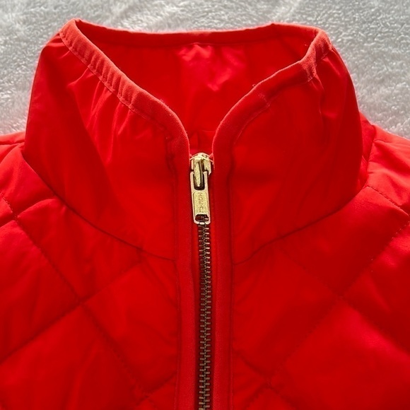 Old Navy Quilted Vest Lightweight Orange with Gold Zippers - Picture 5 of 13